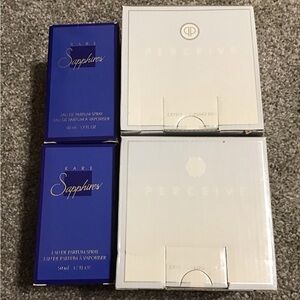 NEW VINTAGE AVON 2 Crystal Keepsake Box & 2 Rare Sapphires Eau De Parfum Spray